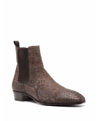 Мужские темно-коричневые кожаные ботинки челси со змеиным рисунком от Lidfort