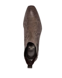 Мужские темно-коричневые кожаные ботинки челси со змеиным рисунком от Lidfort