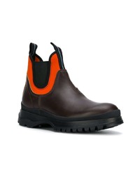 Мужские темно-коричневые кожаные ботинки челси от Prada