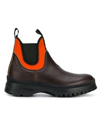 Мужские темно-коричневые кожаные ботинки челси от Prada