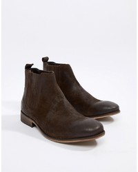 Мужские темно-коричневые кожаные ботинки челси от ASOS DESIGN