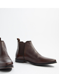 Мужские темно-коричневые кожаные ботинки челси от ASOS DESIGN
