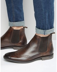 Мужские темно-коричневые кожаные ботинки челси от Base London