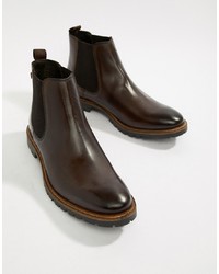 Мужские темно-коричневые кожаные ботинки челси от Base London