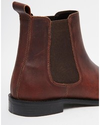 Мужские темно-коричневые кожаные ботинки челси от Asos