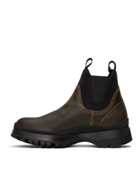 Мужские темно-коричневые кожаные ботинки челси от Prada