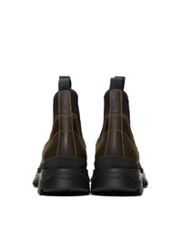 Мужские темно-коричневые кожаные ботинки челси от Prada