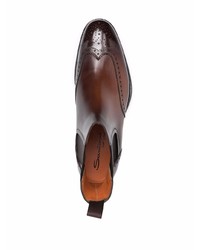 Мужские темно-коричневые кожаные ботинки челси от Santoni