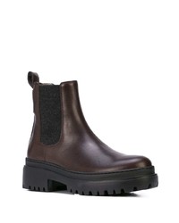 Женские темно-коричневые кожаные ботинки челси от Brunello Cucinelli