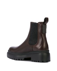 Женские темно-коричневые кожаные ботинки челси от Brunello Cucinelli