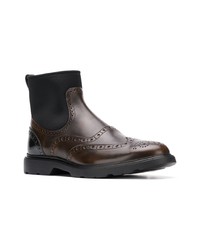 Мужские темно-коричневые кожаные ботинки челси от Hogan