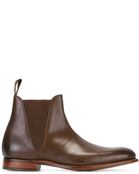 Мужские темно-коричневые кожаные ботинки челси от Grenson