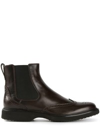 Мужские темно-коричневые кожаные ботинки челси от Hogan