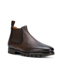 Мужские темно-коричневые кожаные ботинки челси от Santoni