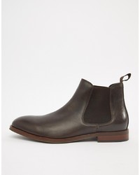 Мужские темно-коричневые кожаные ботинки челси от Office