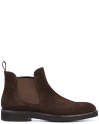 Мужские темно-коричневые кожаные ботинки челси от Santoni