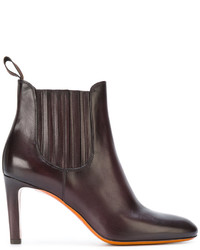 Женские темно-коричневые кожаные ботинки челси от Santoni