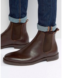 Мужские темно-коричневые кожаные ботинки челси от Selected