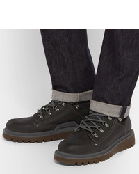 Мужские темно-коричневые кожаные ботинки от Moncler