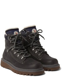 Мужские темно-коричневые кожаные ботинки от Moncler