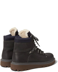 Мужские темно-коричневые кожаные ботинки от Moncler