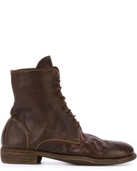 Мужские темно-коричневые кожаные ботинки от Guidi