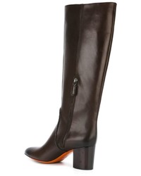 Женские темно-коричневые кожаные ботинки от Santoni