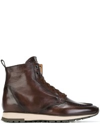 Мужские темно-коричневые кожаные ботинки от Santoni
