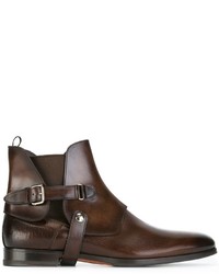 Мужские темно-коричневые кожаные ботинки от Santoni
