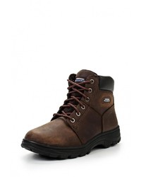 Мужские темно-коричневые кожаные ботинки от Skechers