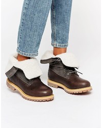 Женские темно-коричневые кожаные ботинки от Timberland