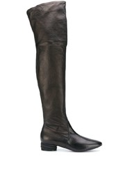 Темно-коричневые кожаные ботфорты от Casadei