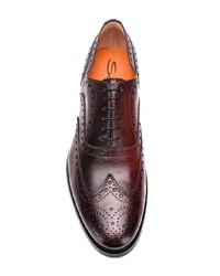 Темно-коричневые кожаные броги от Santoni