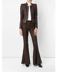 Темно-коричневые кожаные брюки-клеш от Tufi Duek