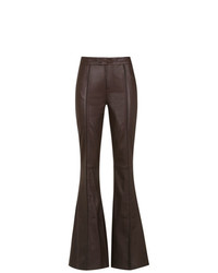Темно-коричневые кожаные брюки-клеш от Tufi Duek