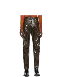 Темно-коричневые кожаные брюки чинос