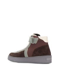 Мужские темно-коричневые кожаные высокие кеды с принтом от A-Cold-Wall*