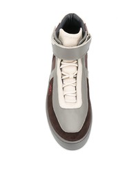 Мужские темно-коричневые кожаные высокие кеды с принтом от A-Cold-Wall*