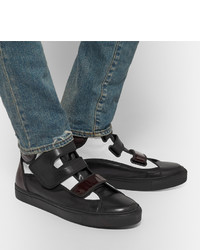 Мужские темно-коричневые кожаные высокие кеды от Raf Simons