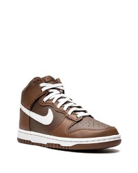 Мужские темно-коричневые кожаные высокие кеды от Nike