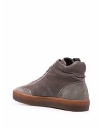 Мужские темно-коричневые кожаные высокие кеды от Officine Creative