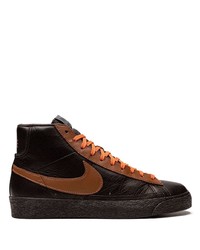 Мужские темно-коричневые кожаные высокие кеды от Nike