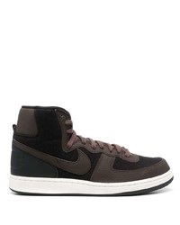 Мужские темно-коричневые кожаные высокие кеды от Nike