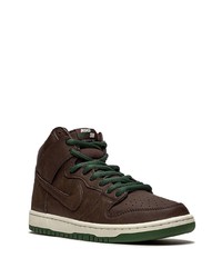 Мужские темно-коричневые кожаные высокие кеды от Nike