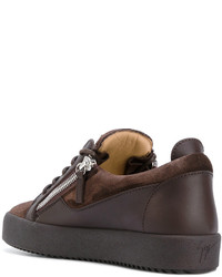 Мужские темно-коричневые кожаные кеды от Giuseppe Zanotti Design