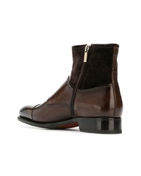 Мужские темно-коричневые кожаные классические ботинки от Santoni