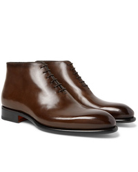 Мужские темно-коричневые кожаные классические ботинки от Santoni
