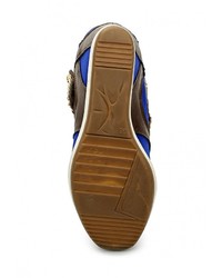 Темно-коричневые кожаные кроссовки на танкетке от Catisa