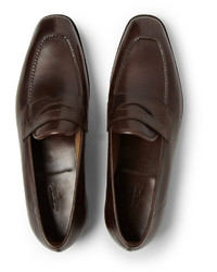 Мужские темно-коричневые кожаные лоферы от John Lobb