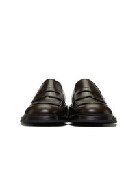 Мужские темно-коричневые кожаные лоферы от Prada